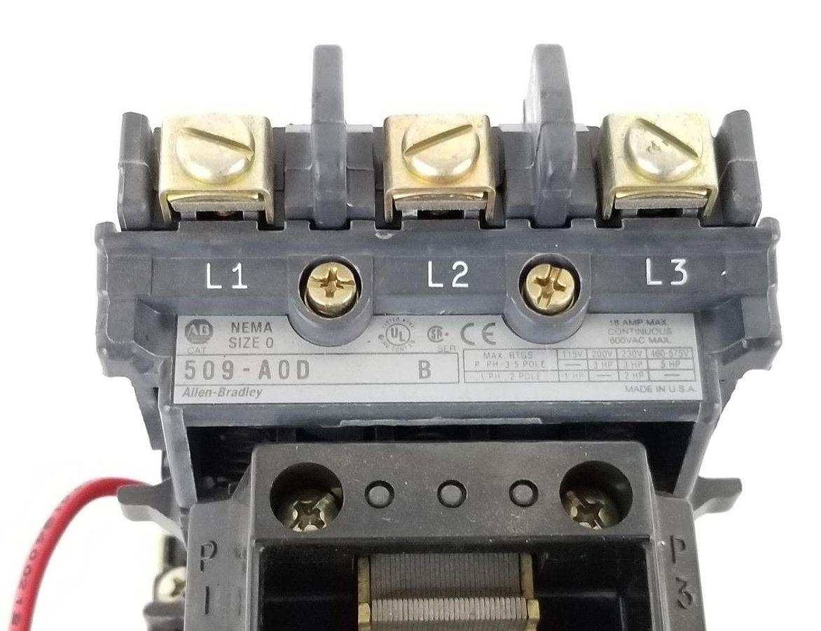 Used ALLEN BRADLEY 509-AOD NON-REVERSING STARTER SER. B W/ 42185-800-01 RELAY 509-A0D