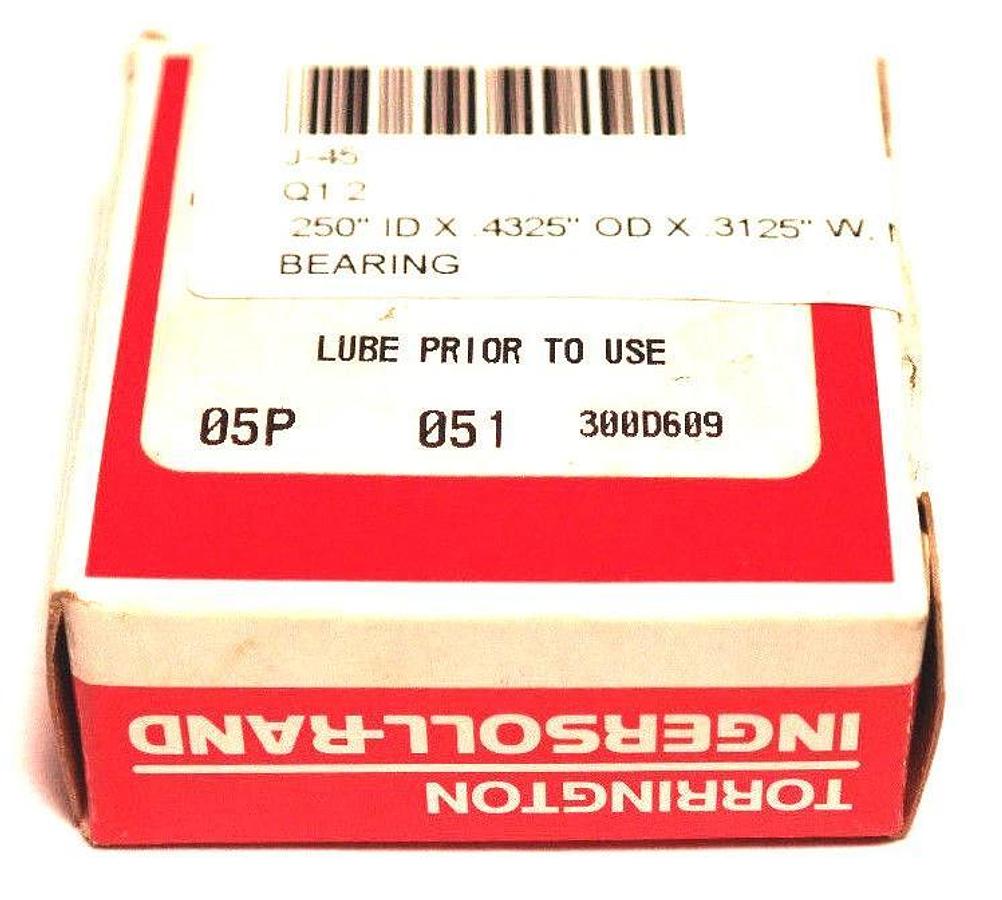 Used NIB TORRINGTON J-45 ROLLER BEARING 0.25" X 0.4325" X 0.3125" J45