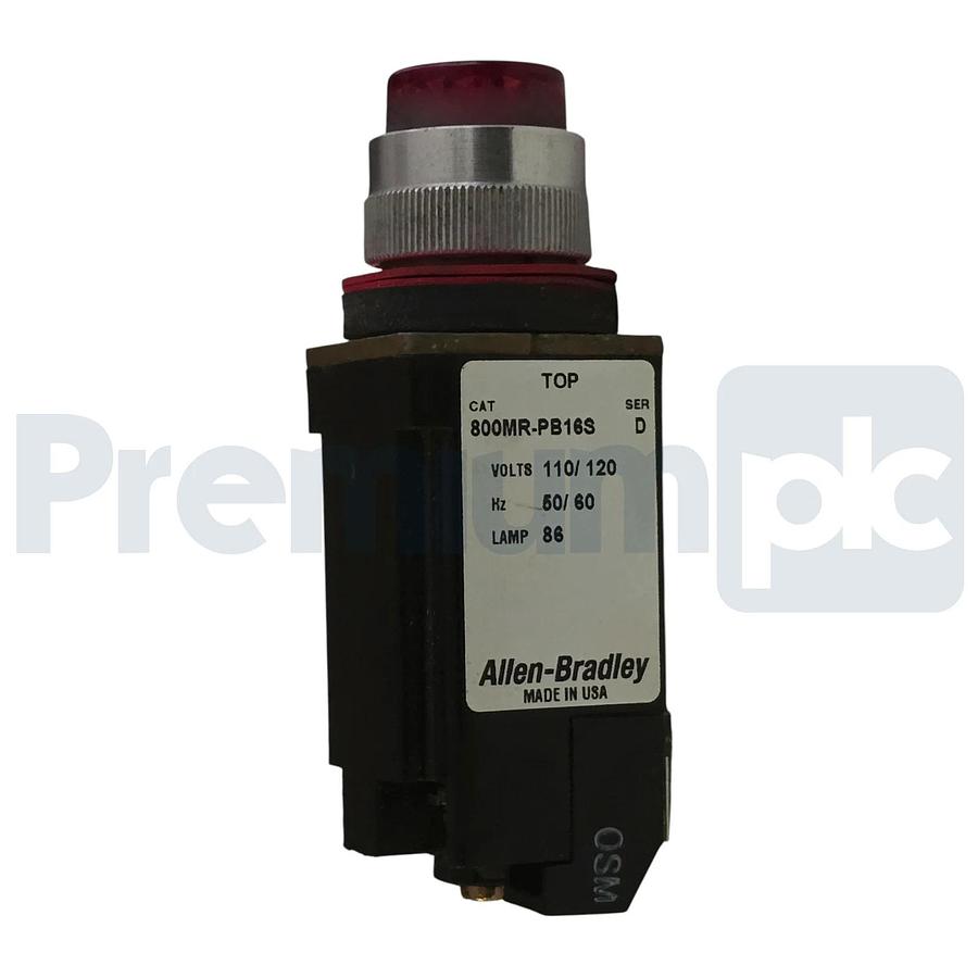 Used Allen Bradley 800MR-PB16S /D Red Illuminated Push Button 120V 22mm 800MRPB16S