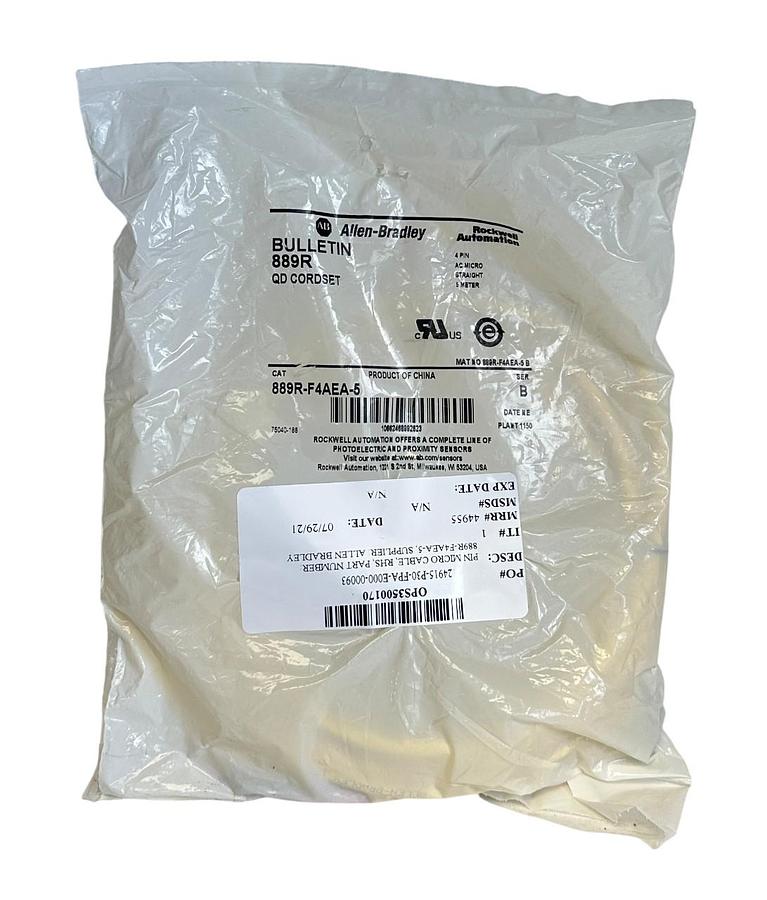 ALLEN BRADLEY 889R-F4AEA-5 /B BULLETIN 889R QD CORDSET 4-PIN AC MICRO 5M NSMP