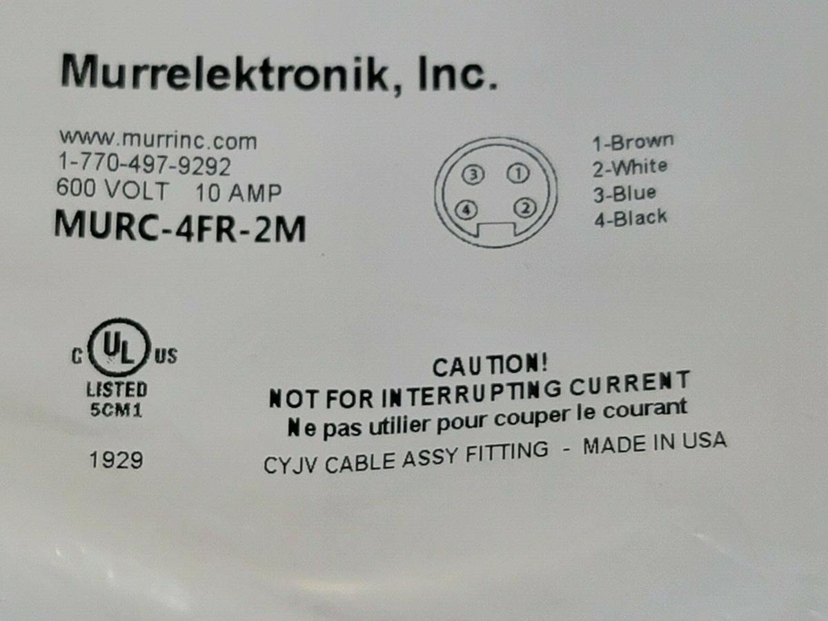NEW MURRELEKTRONIK MURC-4FR-2M FEMALE RECEPTACLE MURC4FR2M 600V 10A