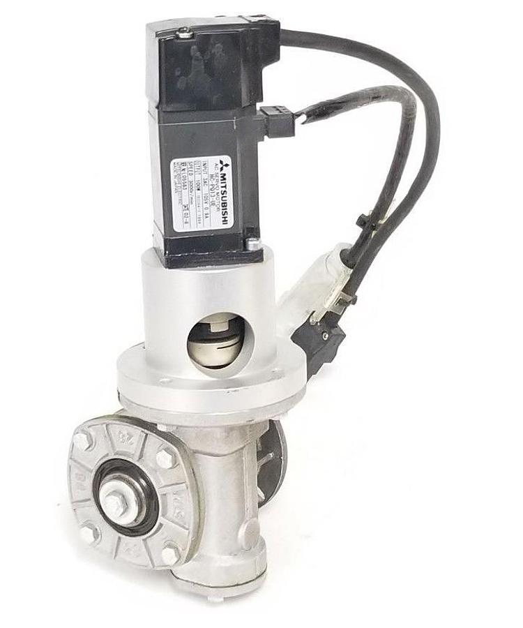 Used MITSUBISHI HC-PQ13-UE AC SERVO MOTOR HCPQ13UE, W/ S.T.M. RMI 28 FL SIN GEARBOX