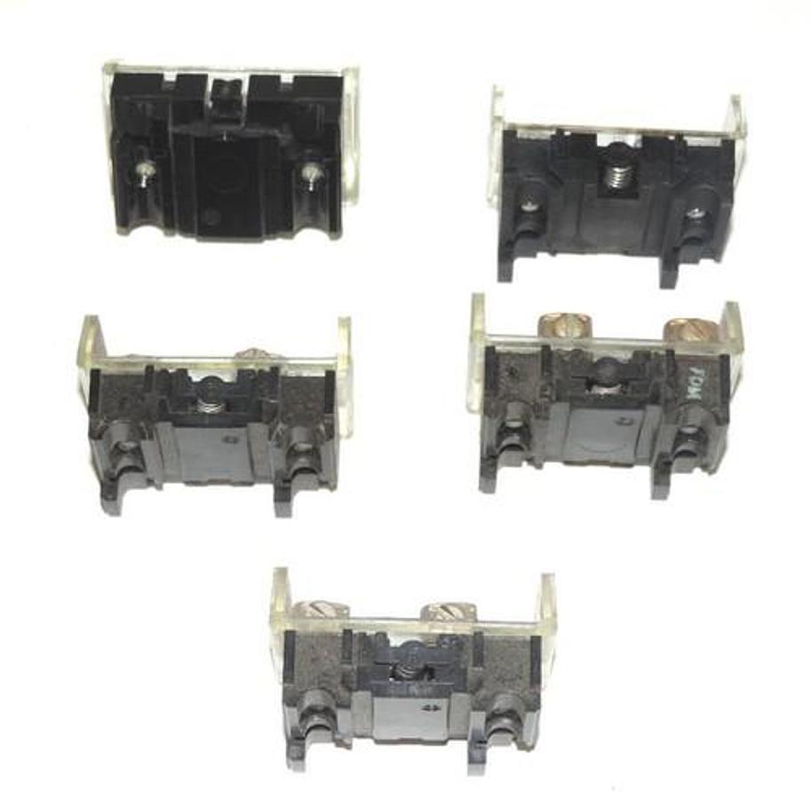 Used LOT OF 5 ASSORTED ALLEN BRADLEY CONTACT BLOCKS 800T-XD1, 880T-XD2, 800T-XD4
