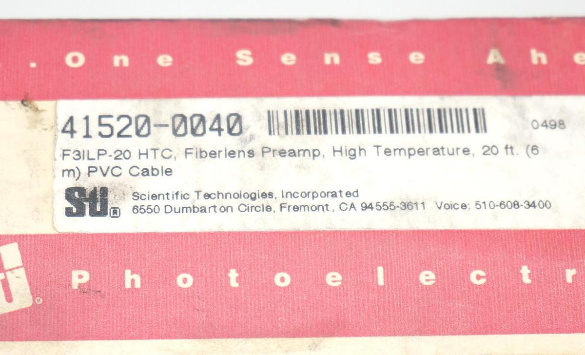 Used NIB STI 41520-0040 FIBERLENS PREAMP, HIGH TEMPERATURE, PVC CABLE F3ILP-20-HTC