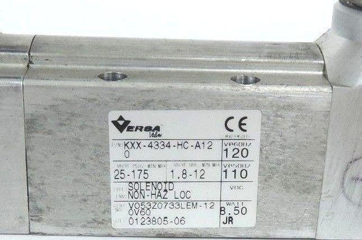 Used VERSA KXX-4334-HC-A120 DIRECTIONAL VALVE 4-WAY DOUBLE SOLENOID 25-175 PSI