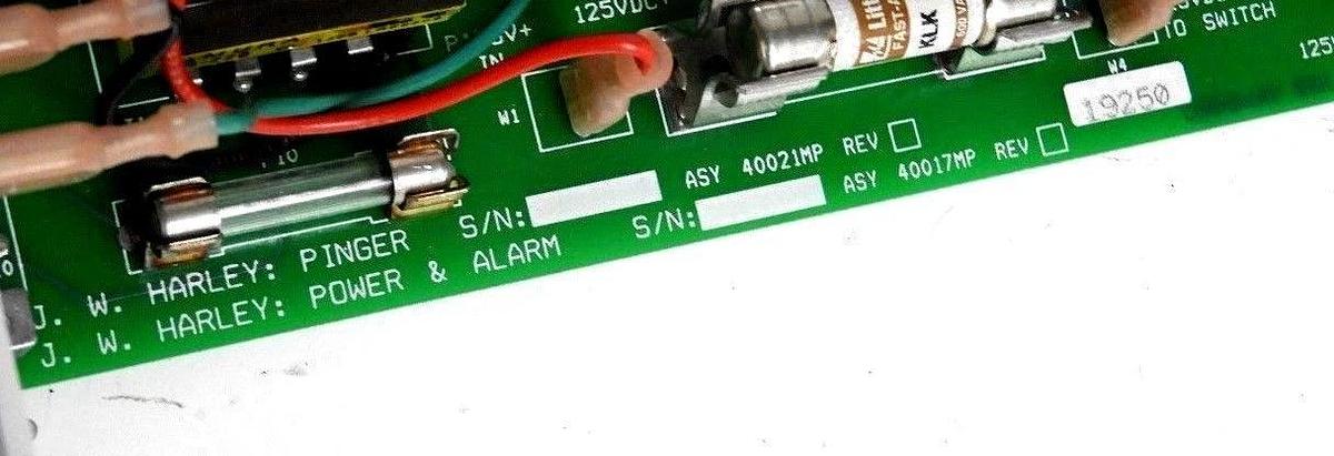 Used J.W. HARLEY INC. 40016MP POWER & ALARM PINGER BOARD ASY. 40021MP, ASY. 40017MP