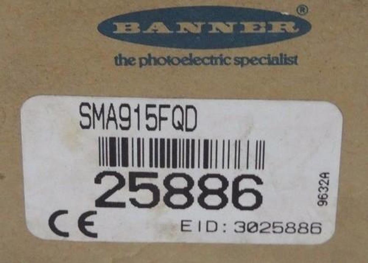 Used NIB BANNER SMA915FQD PHOTOELECTRIC GLASS FIBEROPTIC SENSOR