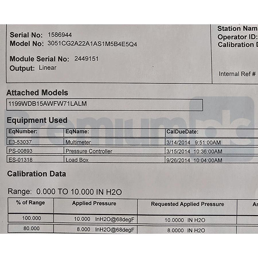 Rosemount 3051C Coplanar Pressure Transmitter 3051CG2A22A1AS1M5B4E5Q4 +1199 Seal