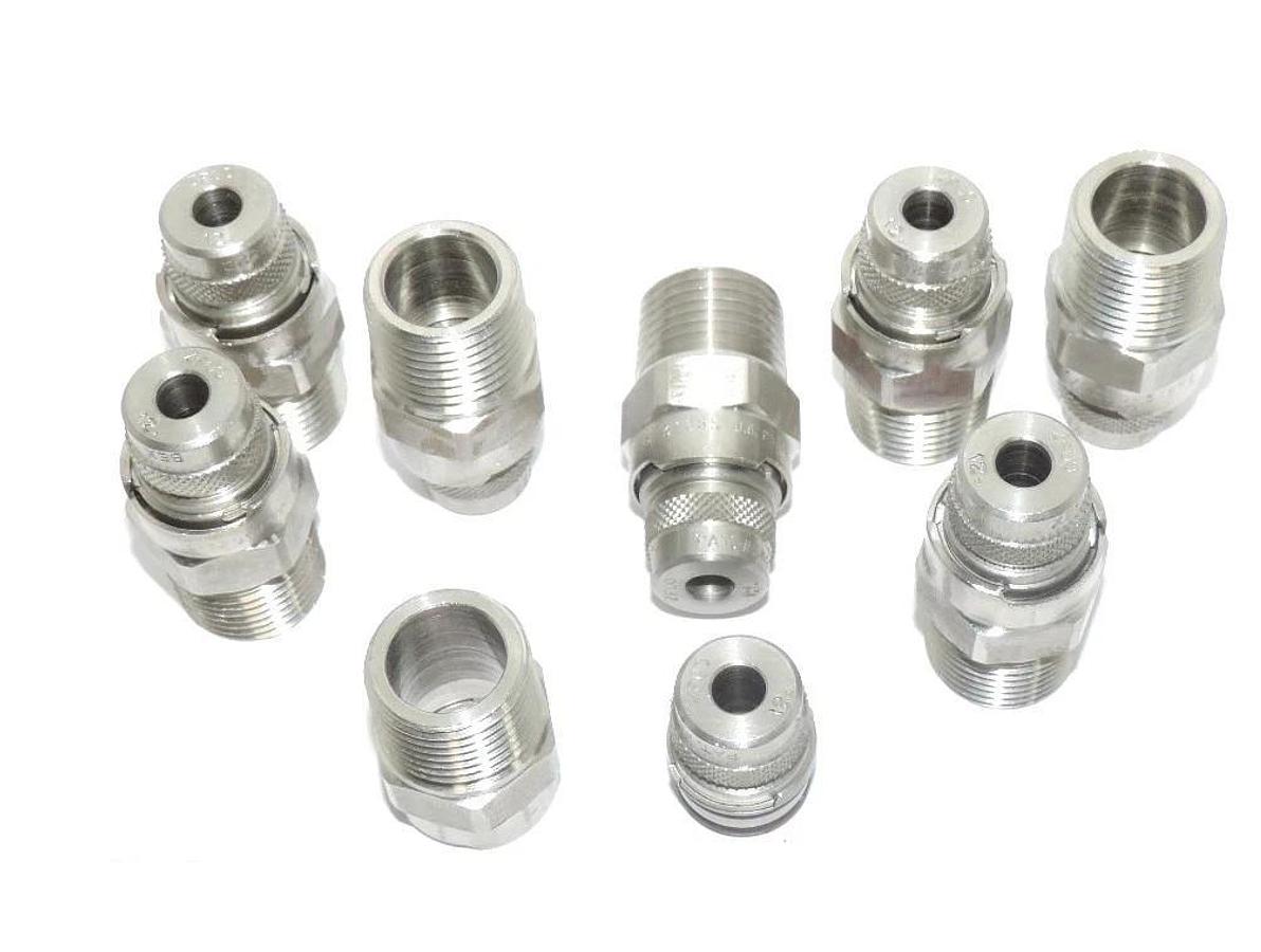 LOT OF 8 BEX 1/2 ZBD 316 SS ZIP TIP NOZZLE BODIES W/ BEX ZF0012 NOZZLE TIPS