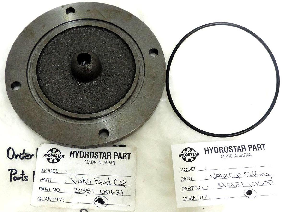 Used NEW HYDROSTAR VALVE END CAP PART NO: 20381-00621 & O-RING 95121-10500