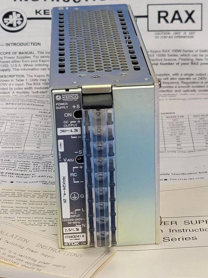NIB TDK KEPCO RAX24-4.2K POWER SUPPLY 120/220-240VAC 50-60HZ 1.3A INPUT