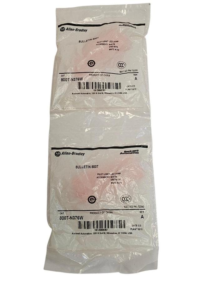 Used LOT OF 2 NEW ALLEN BRADLEY 800T-N376W SER. A PILOT LIGHT LED LAMPS WHITE