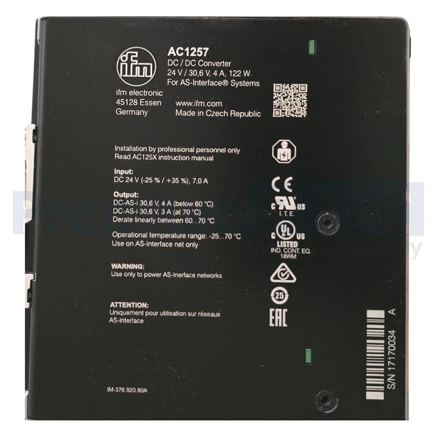 IFM AC1257 PSU-24VDC/ASi-4A AS-Interface POWER SUPPLY DC/DC CONVERTER 24VDC NSMP