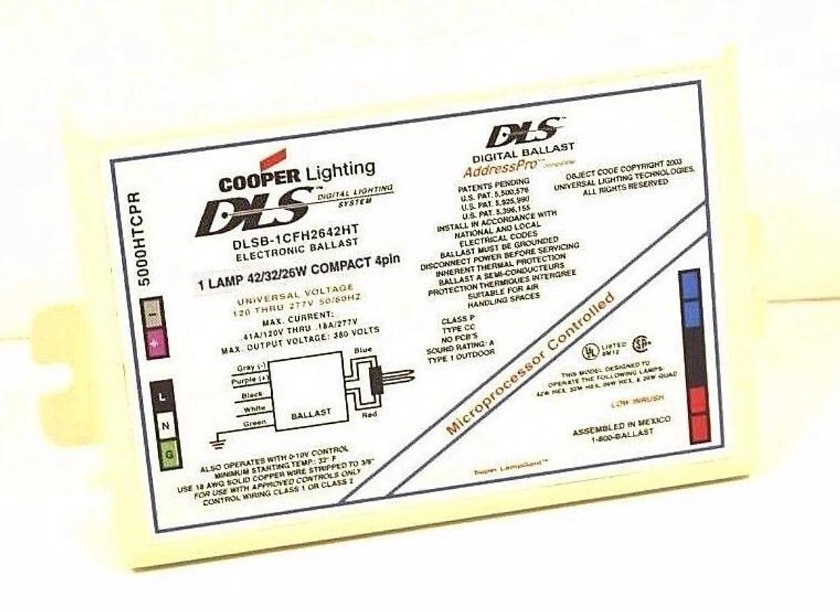 Used DLS COOPER DLSB-1CFH2642HT ELECTRONIC BALLAST 120-277V 50/60HZ DLSB1CFH2642HT
