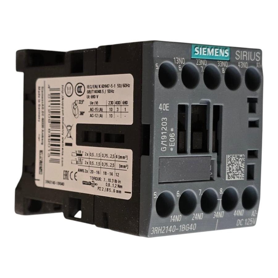 Used Siemens 3RH2140-1BG40 SIRIUS Contactor Relay 4 NO 125V DC Coil Size S00 NSMP