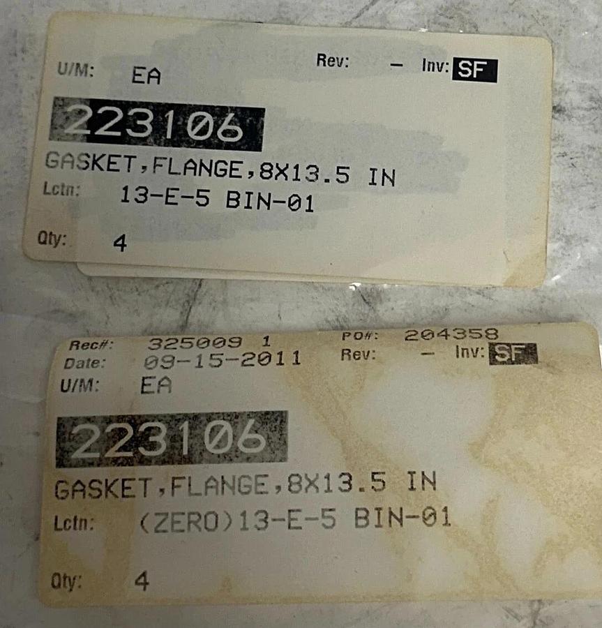 4 ZORO / UNBRANDED 223106 FLANGE GASKETS OEM 8 X 13.5'' ORANGE NSNP