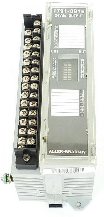 Used ALLEN BRADLEY 1791-0B16 I/O BLOCK 17910B16 SER. B REV. C01, 24VDC, MISSING DOOR
