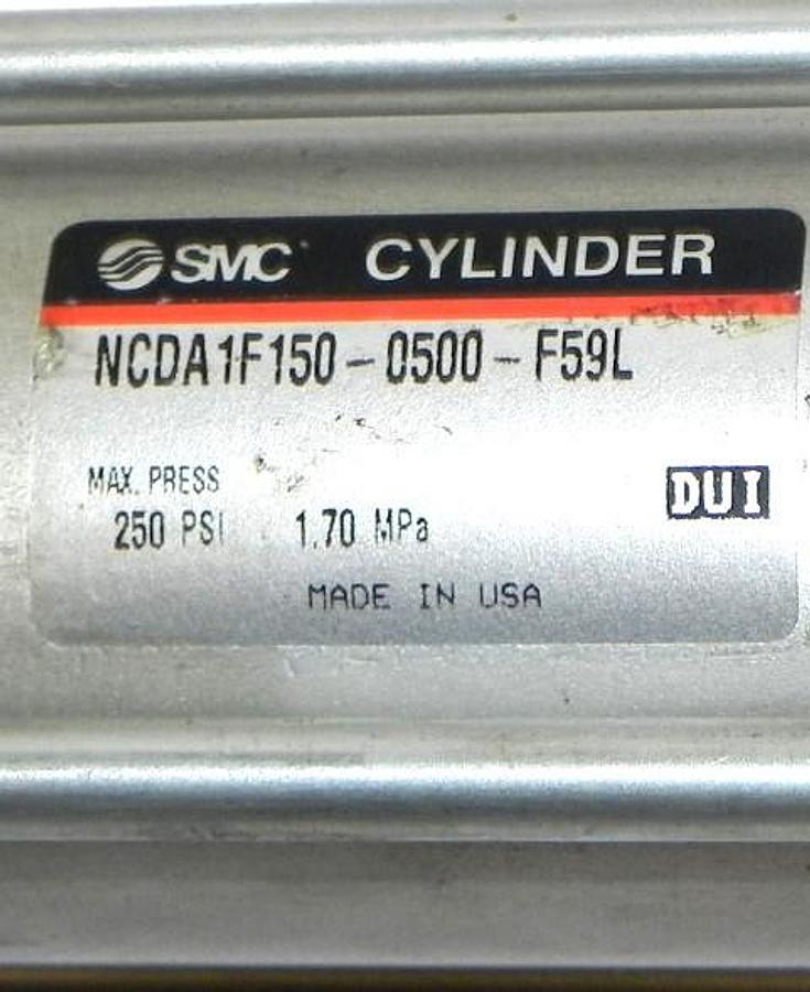 Used NEW SMC NCDA1F150-0500-F59L CYLINDER NCDA1F1500500F59L MAX PRESS 250PSI 1.70MPa