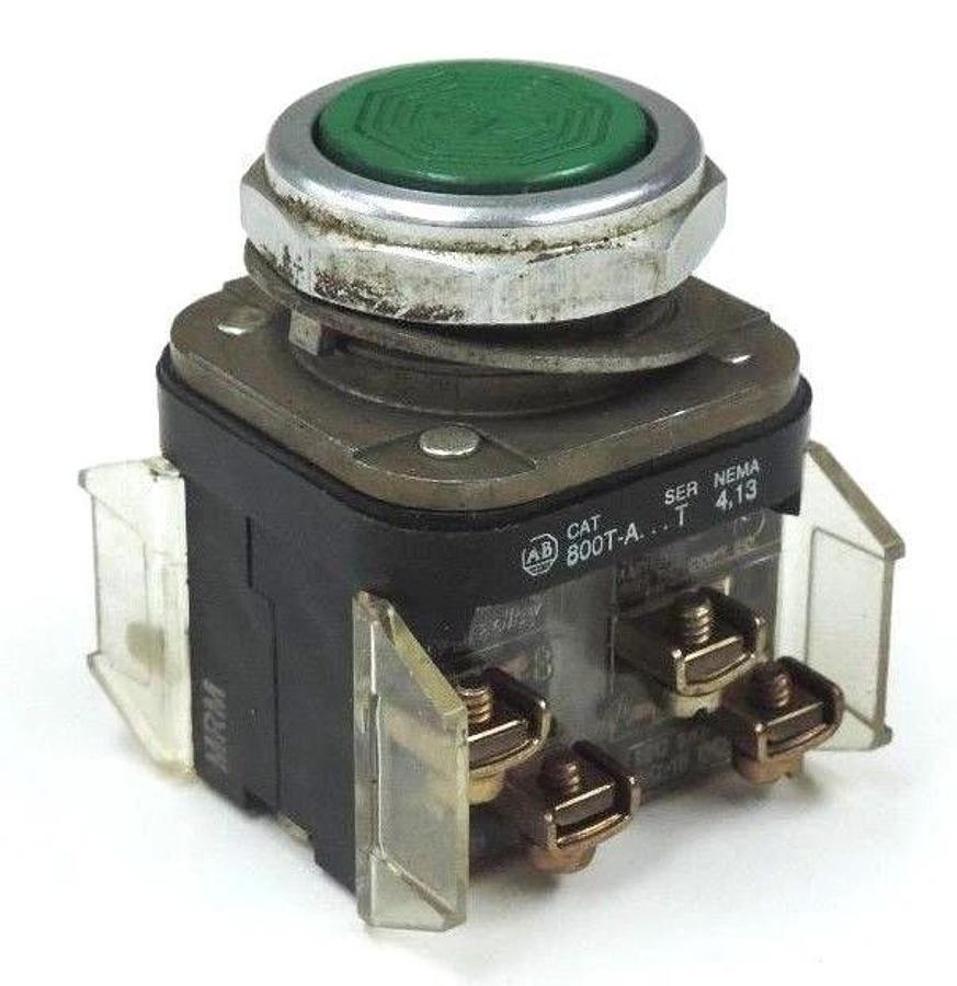 Used ALLEN BRADLEY 800T-A PUSHBUTTON 800TA SER. T W/ 800T-XA SER. D CONTACT BLOCKS