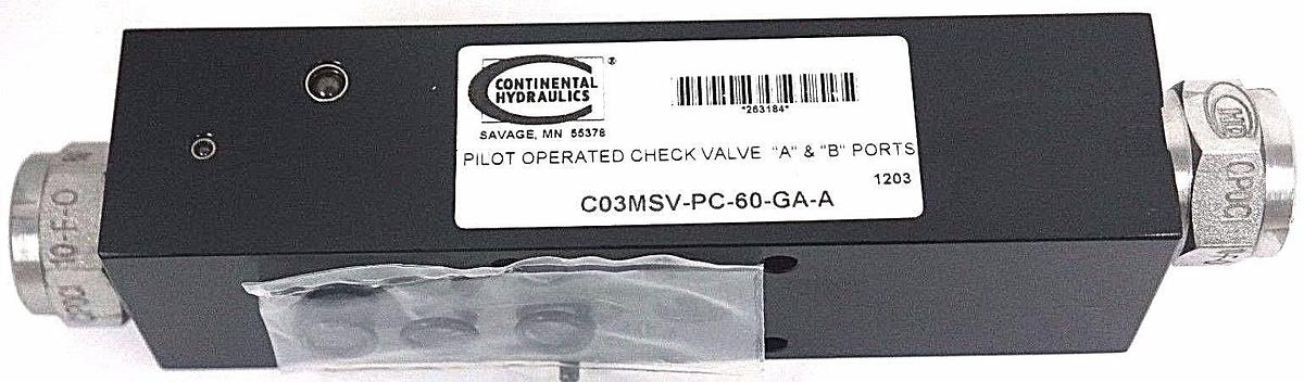 Used CONTINENTAL HYDRAULICS C03MSV-PC-60-GA-A PILOT OPERATED CHECK VALVE A&B PORTS