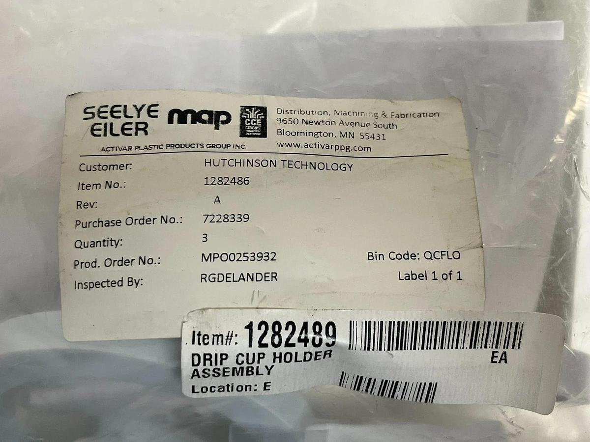 Seelye Eiler MAP Activar 1282489 Drip Cup Holder Riser Polypro Pipe New