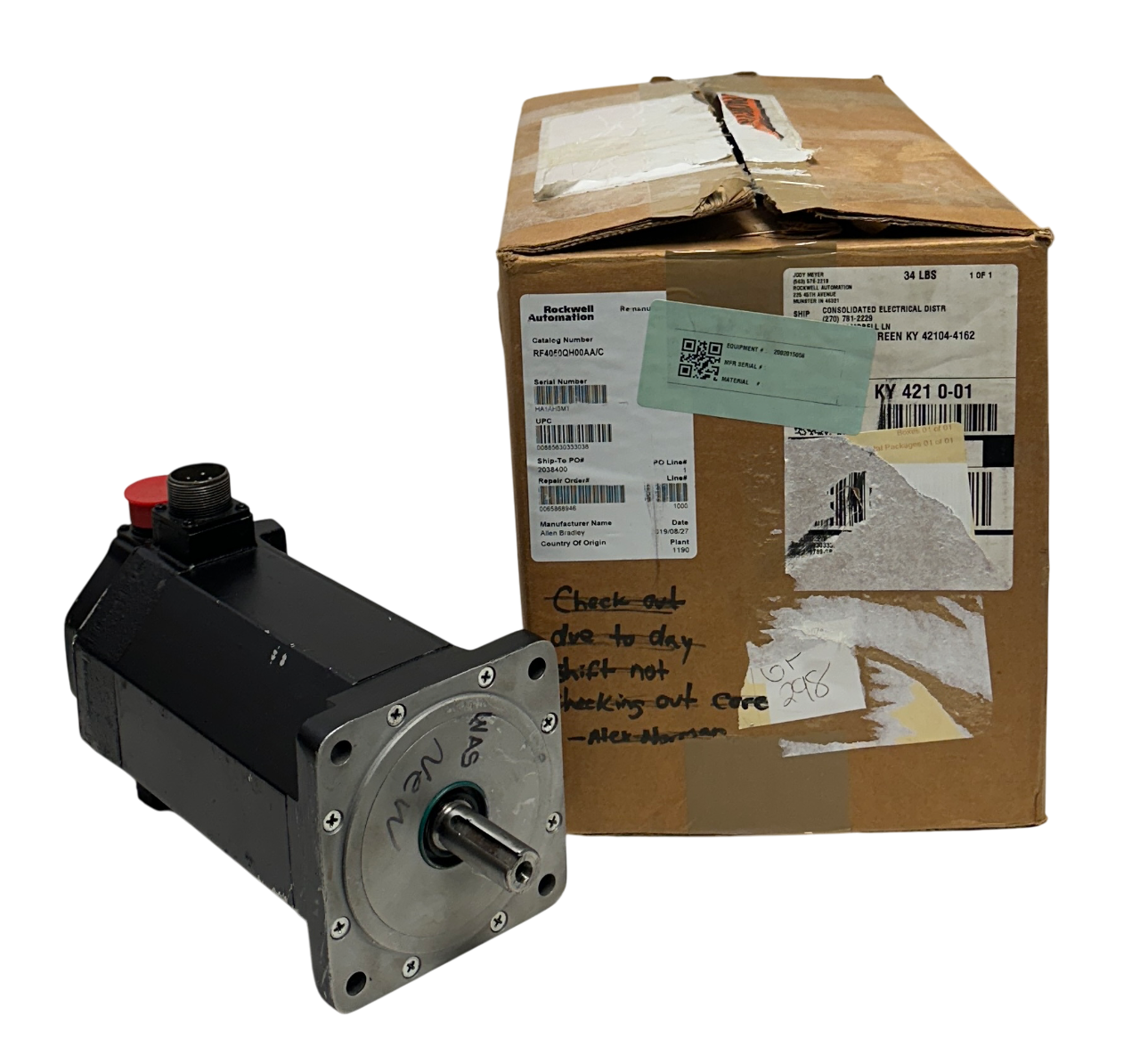Used ALLEN BRADLEY F-4050-Q-H00AA /A ULTRA SERIES AC SERVO MOTOR 193493 2.5kW REMAN