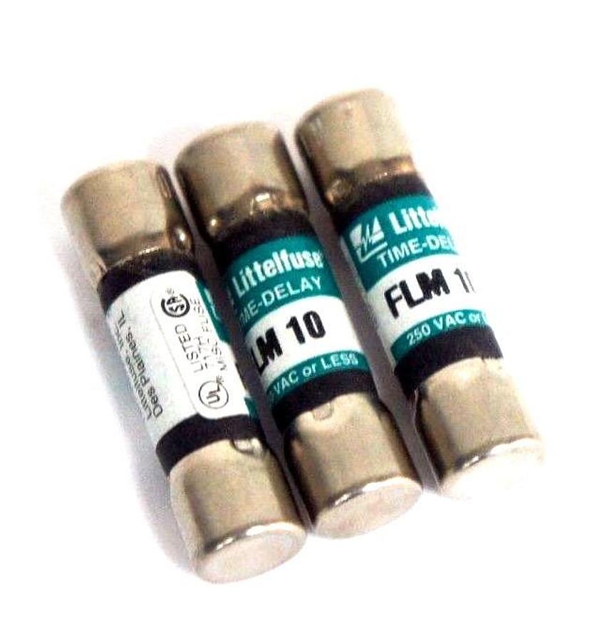 Used LOT OF 3 NEW LITTELFUSE FLM 10 TIME DELAY FUSES FLM10