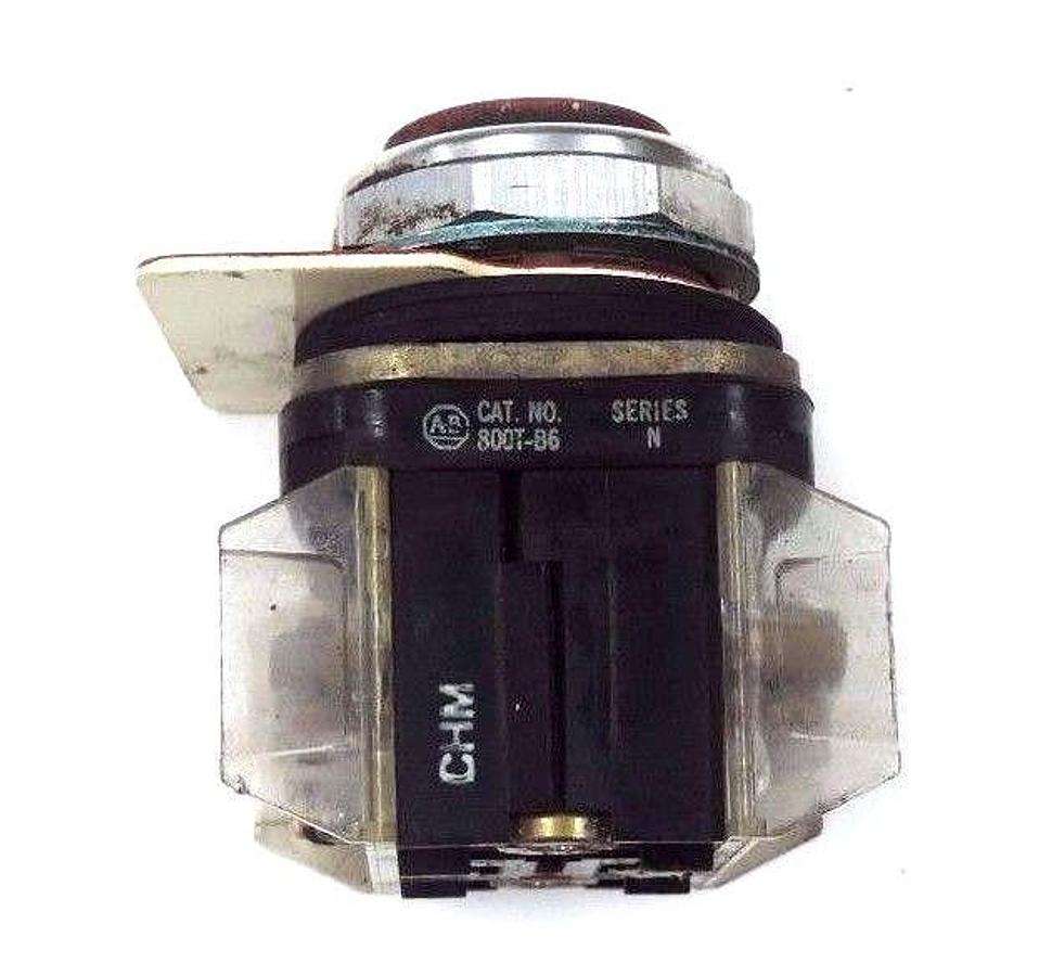 Used ALLEN BRADLEY 800T-B6 PUSHBUTTON 800TB6 SER. N W/ 800T-XA SER. C CONTACTS