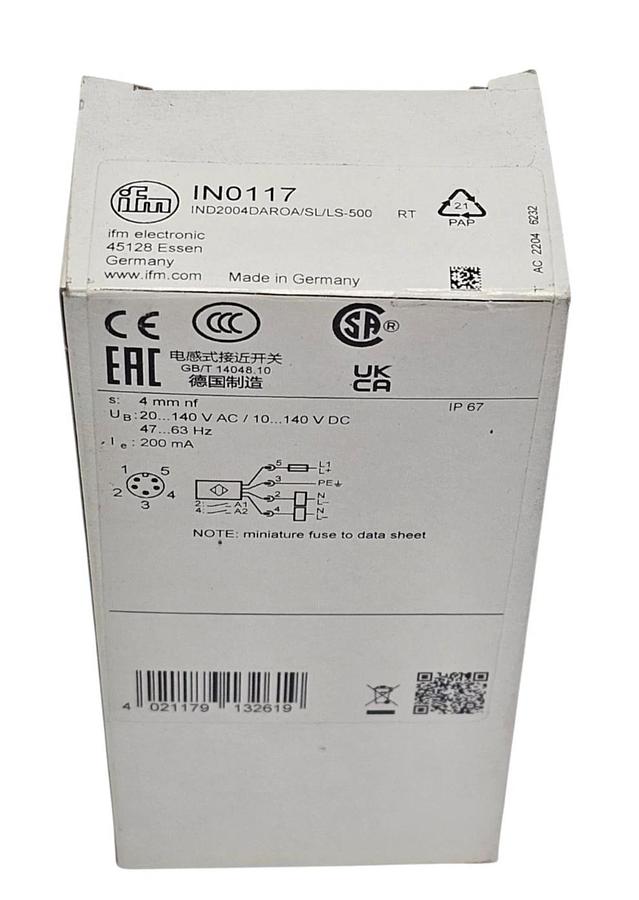NIB IFM IND2004DAROA/SL/LS-500 RT PROXIMITY SENSOR IN0117 4mm 200mA