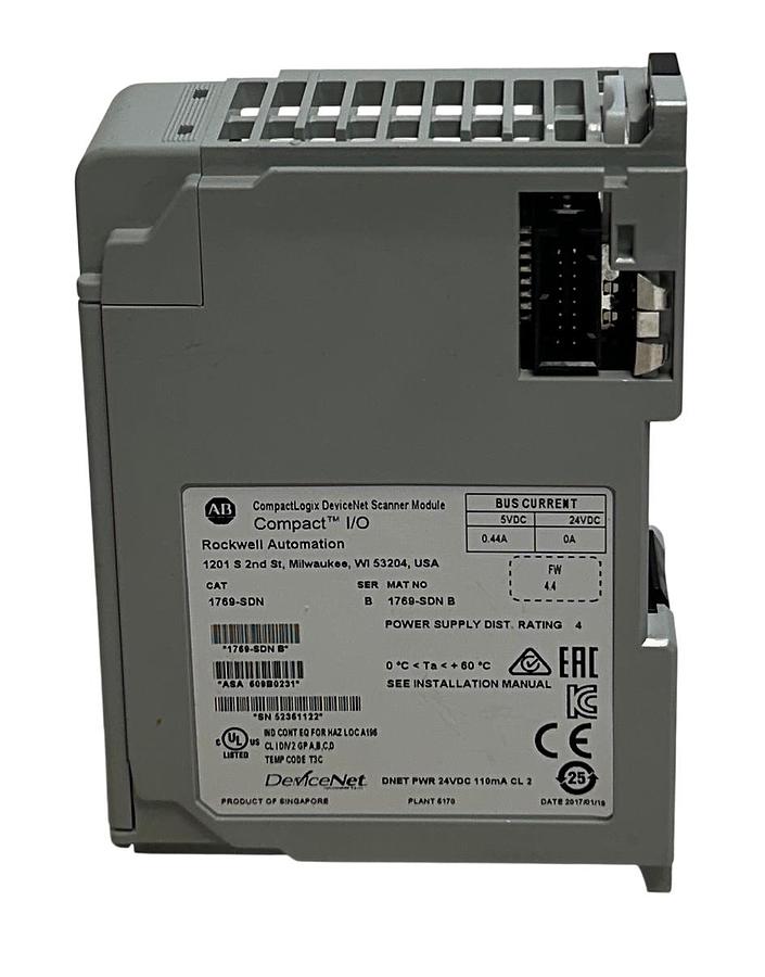 Used ALLEN BRADLEY 1769-SDN /B CompactLogix DeviceNet SCANNER MODULE F/W 4.4 USNP