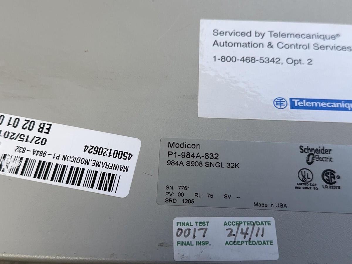 Used MODICON P5-984B-832 Programmable Controller 984 Series 5-Slot PLC Rack P5984B832