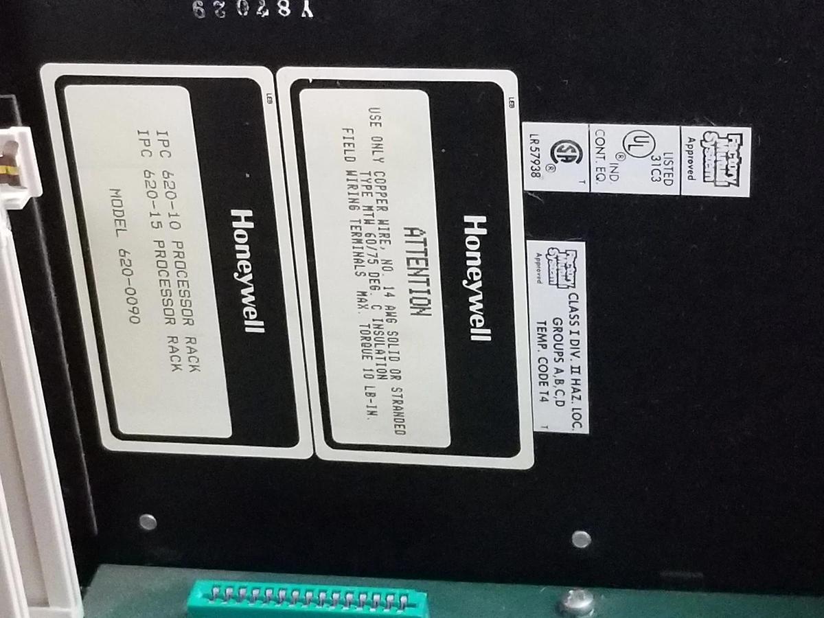Used HONEYWELL 620-0090 12-SLOT PROCESSOR RACK ASSEMBLY 6200090 W/ 620-0049 BACKPLANE