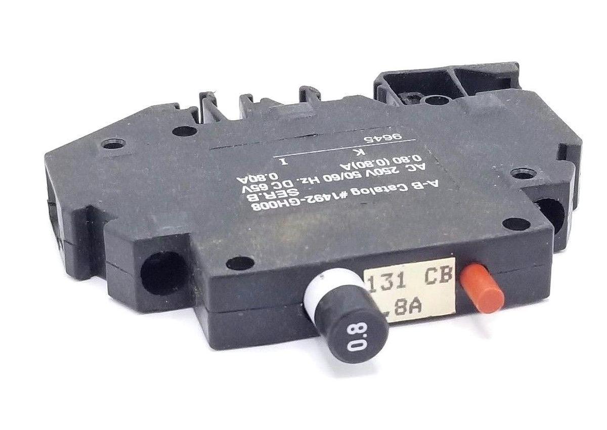 Used ALLEN BRADLEY 1492-GH008 MINIATURE CIRCUIT BREAKER SER. B, 1492GH008