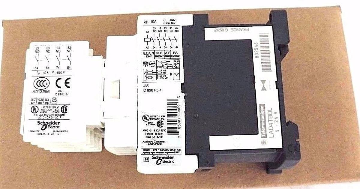Used NIB TELEMECANIQUE CAD90REQ3828G4 CONTROL RELAY 600 VAC, 10 AMP
