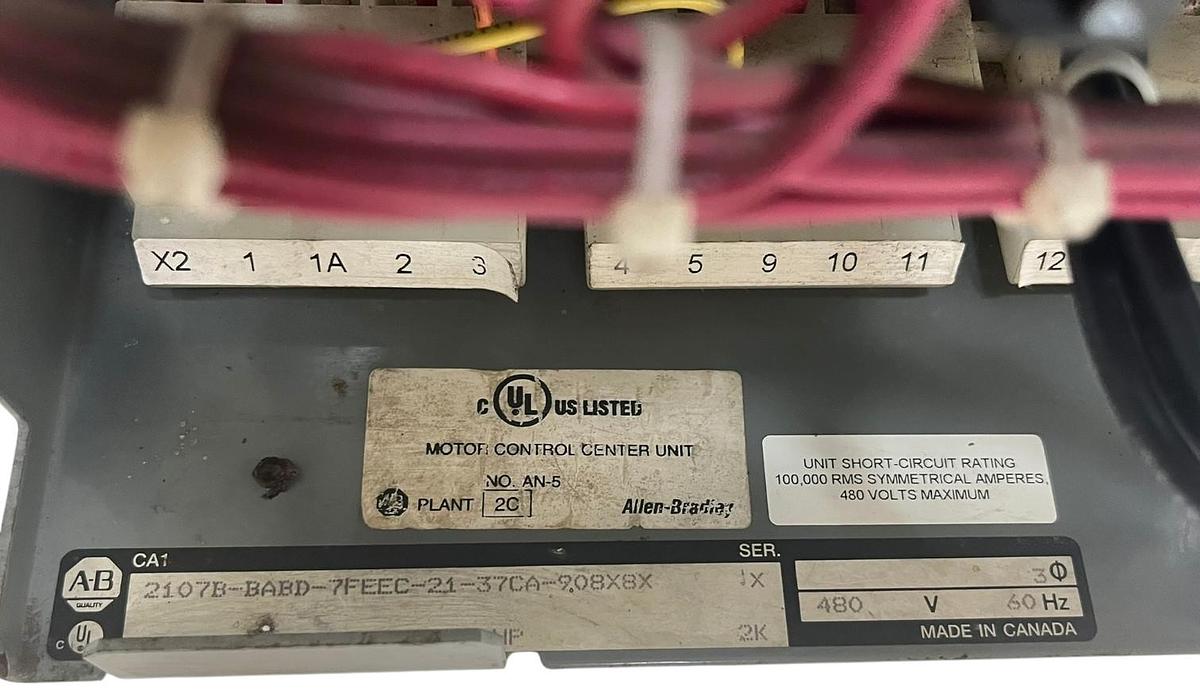 Used Allen-Bradley 2107B-BABD-7FEC2A-908X8X MCC Bucket Size 1 Reversing Starter
