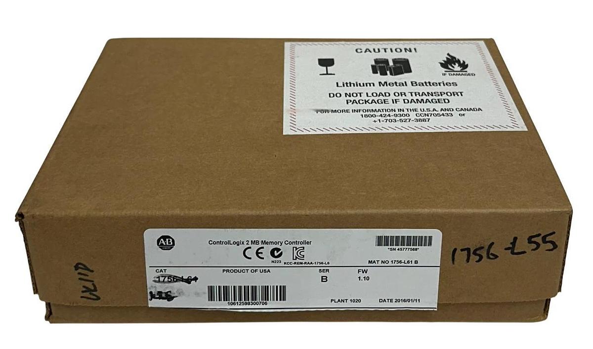 Used ALLEN BRADLEY 1756-L55 /A ControlLogix PROCESSOR W/ 1756-M13 /A MEMORY 1.5M USNP