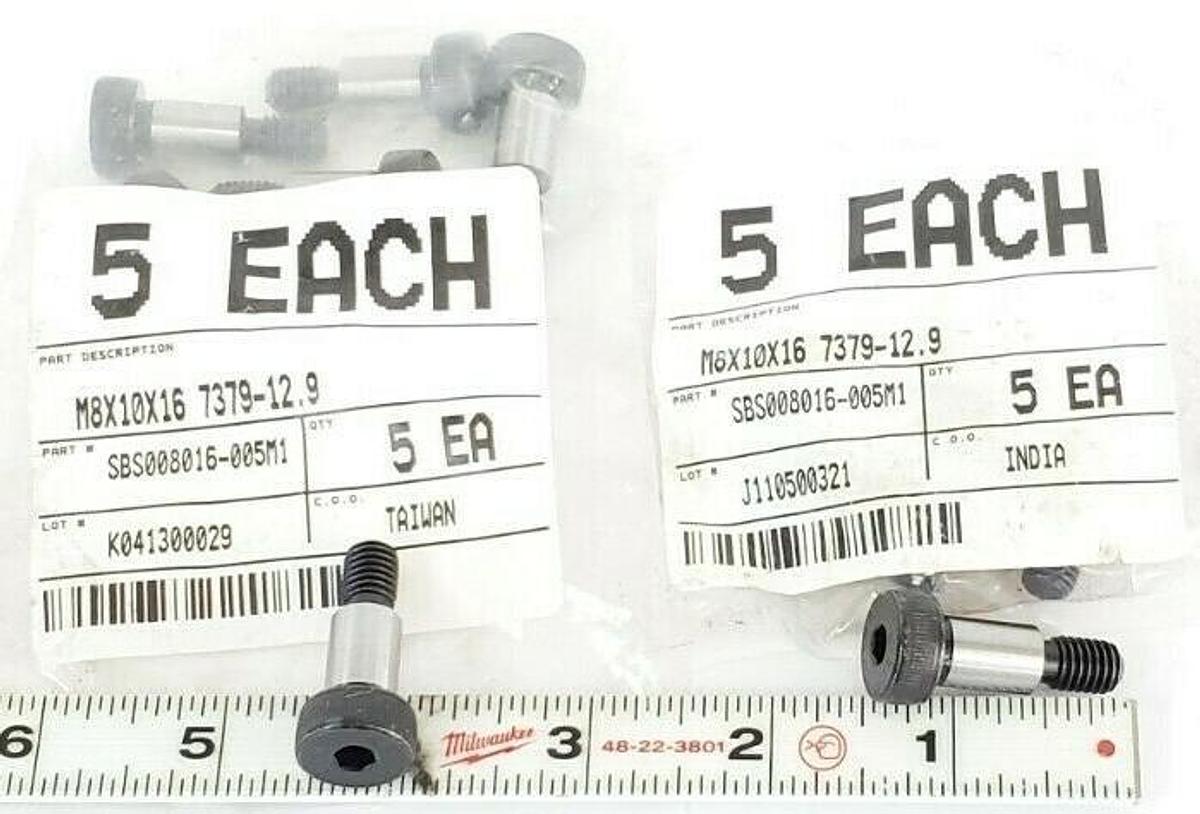 Used LOT OF 12 NEW GENERIC FKE 12.9 SHOULDER BOLTS M8X10X16 7379-12.9 SBS008016-005M1