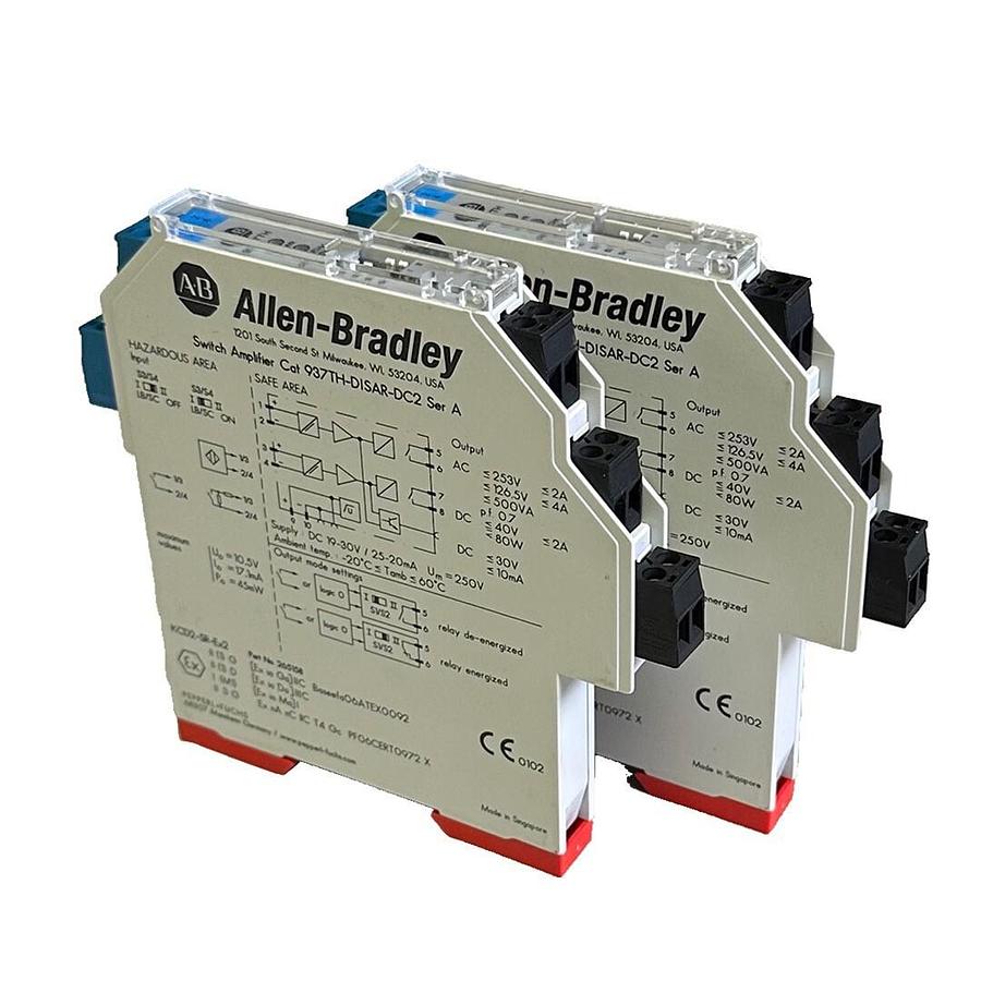 Used 2 ALLEN BRADLEY 937TH-DISAR-DC2 /A INTRINSIC SWITCH AMPLIFIERS 24Vdc 2-CHNL