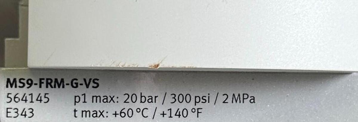 Used FESTO MS9-FRM-G-VS / 564145 BRANCHING MODULE VALVE MS SERIES 300PSI 2MPa 20BAR