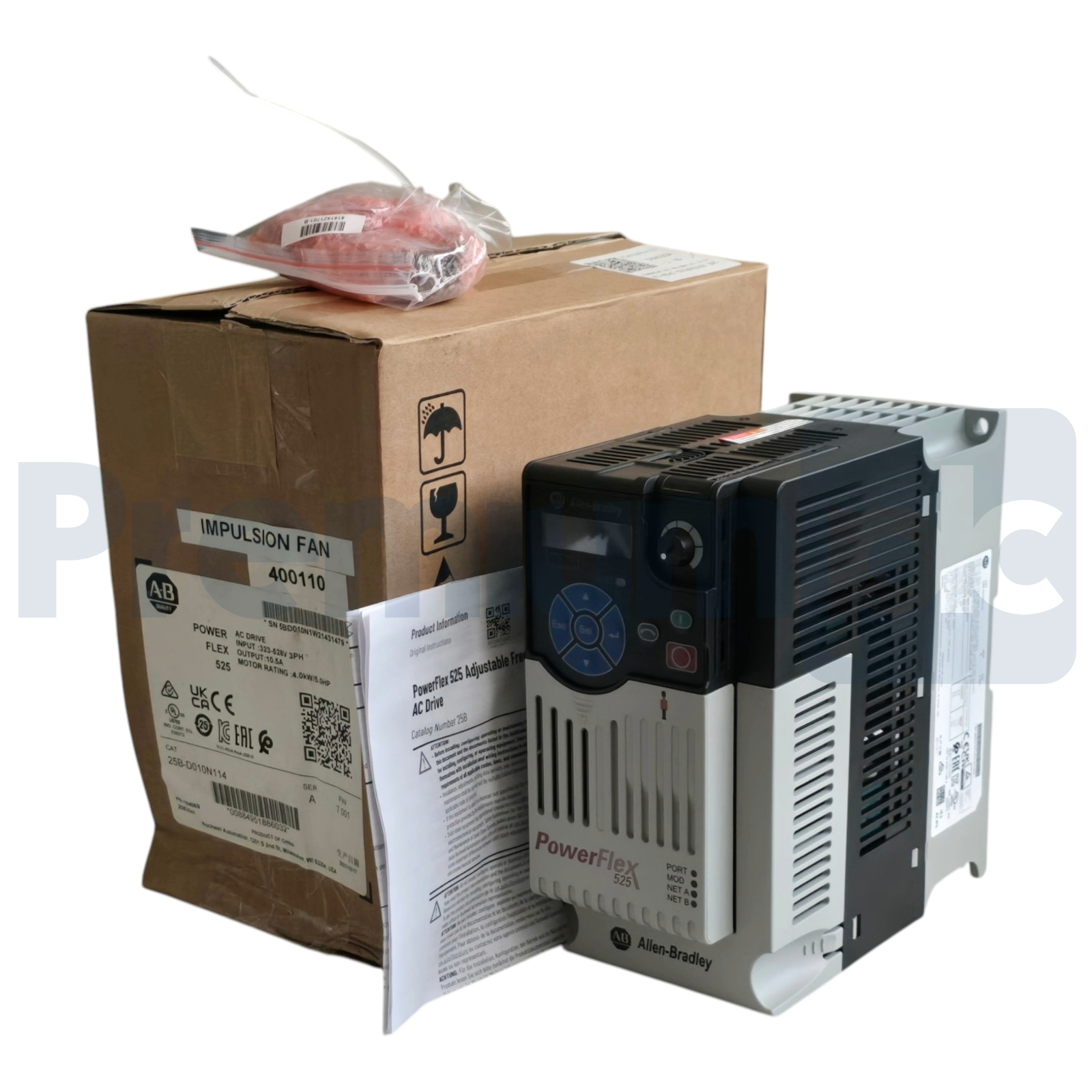 Used Surplus Allen Bradley 25B-D010N114 /A PowerFlex 525 5HP 480V AC Drive F/W 7.001
