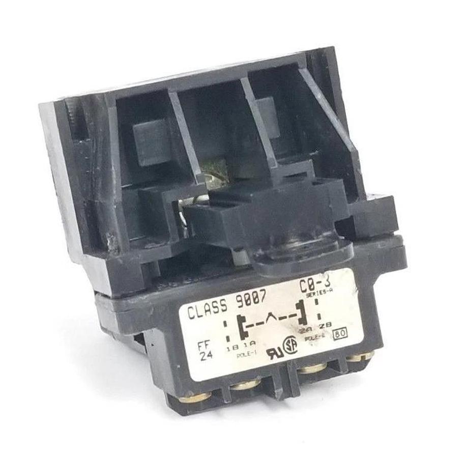 Used SQUARE D 9007-CO3 SNAP SWITCH SER. A W/ AUXILIARY CONTACT MOUNT BLOCK
