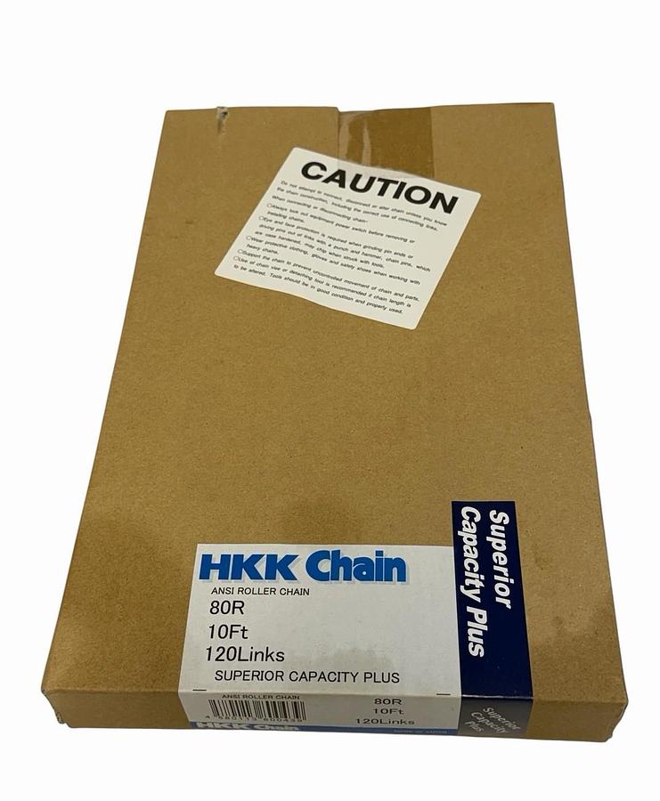 NIB HKK CHAIN 80R 10FT 120LINKS ANSI ROLLER CHAIN SUPERIOR CAPACITY PLUS