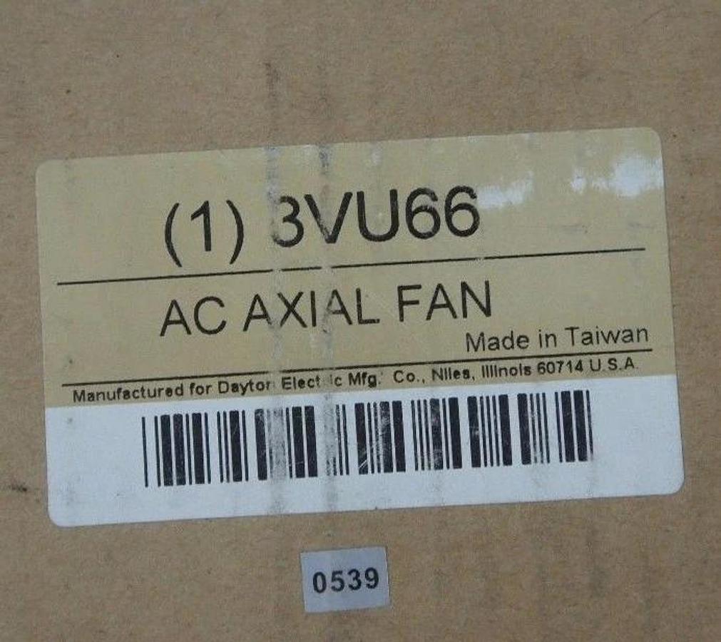 NIB DAYTON 3VU66 AC AXIAL FAN 355 CFM 3250 RPM, 0.27AMP, 30WATT, 115V