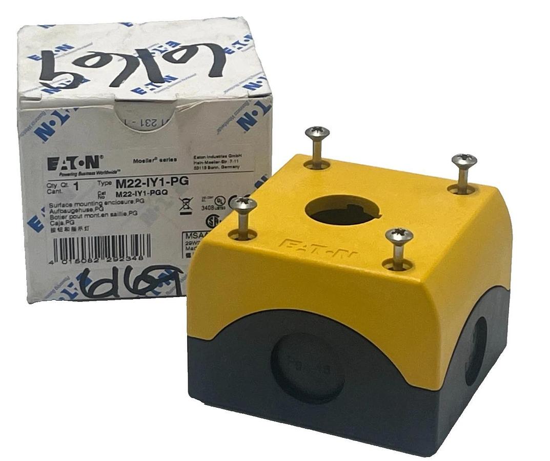 EATON M22-IY1-PG Yellow Pushbutton Enclosure 1 Hole 22mm NEMA 4X IP67 NSMP