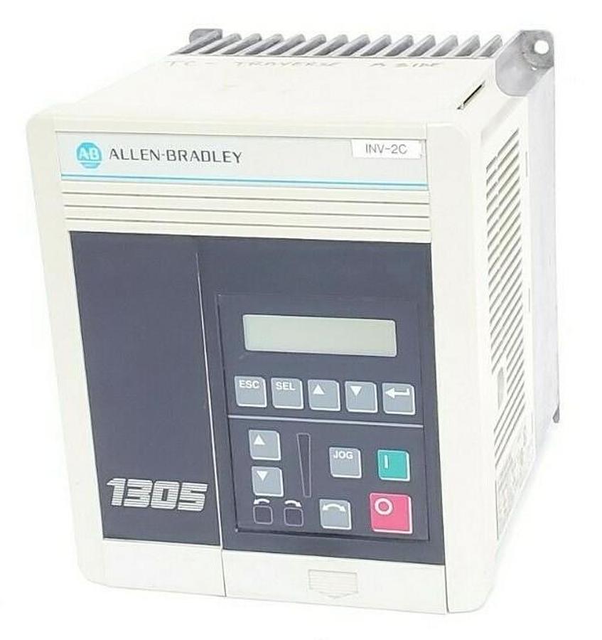 Used ALLEN BRADLEY 1305-BA03A-HA2 AC DRIVE SER. B 3 PH 1HP 0.75KW W/ 1201-HA2