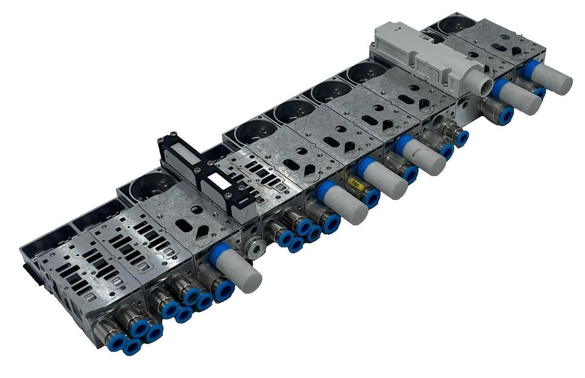 Used Festo MPA Valve Manifold Assembly 7) 542223 Sub-bases 3) 538000 2) Supply Plates