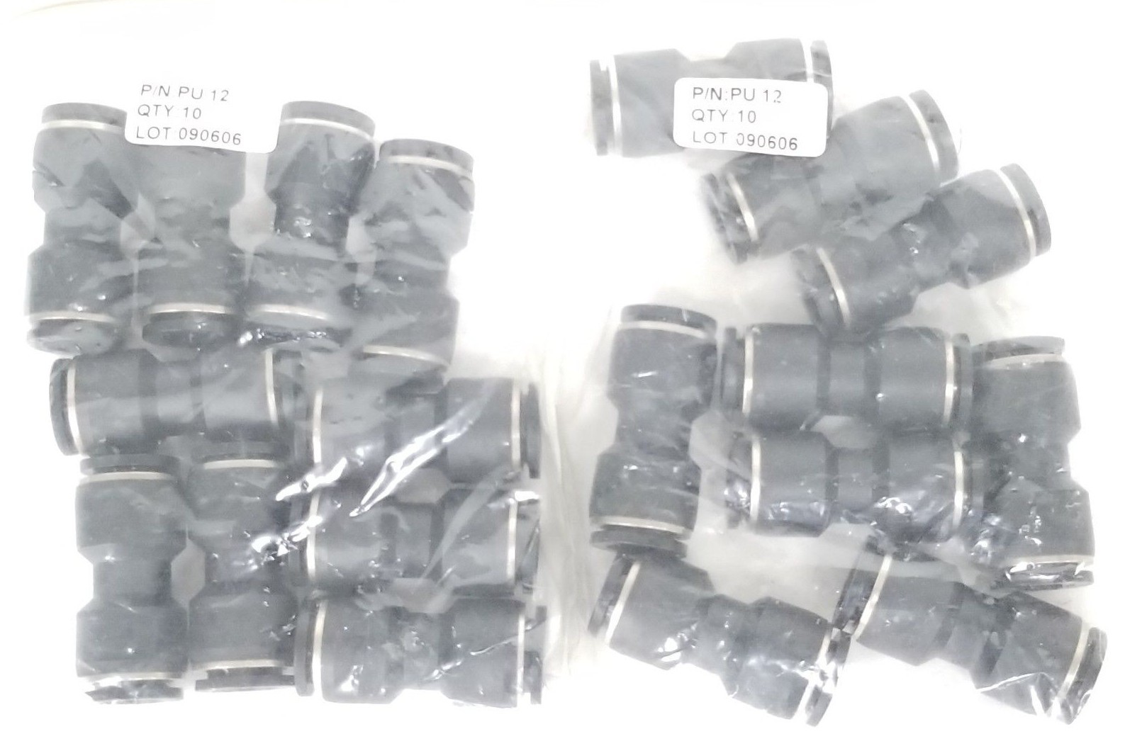 Used LOT OF 19 NEW PISCO PNEUMATICS PU-12 FITTINGS 12MM, STRAIGHT, PU12