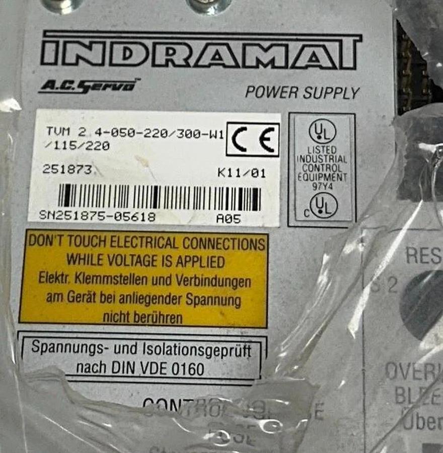 Refurbished INDRAMAT TVM 2.4-050-220/300-W1/115/220 / 251873 AC SERVO POWER SUPPLY REMAN