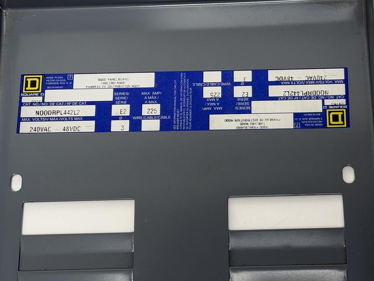 Used NEW SQUARE D NQODRPL442L2 PANEL BOARD SERIES E2 240VAC 48VDC