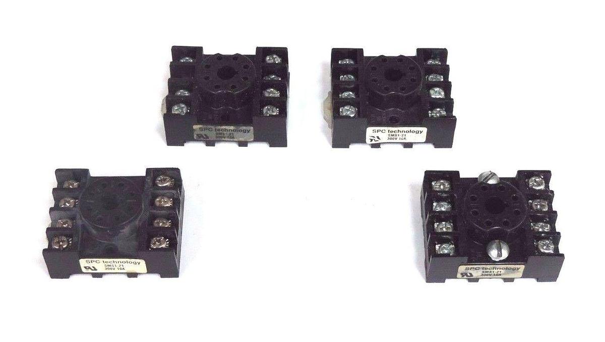 Used LOT OF 4 SPC TECHNOLOGIES SMS1-21 RELAY SOCKETS 300V 10A SMS121